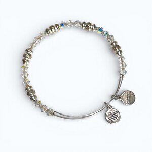 Alex and Ani Beaded Bangle – Clear Crystal Aurora Borealis + Silver Beads